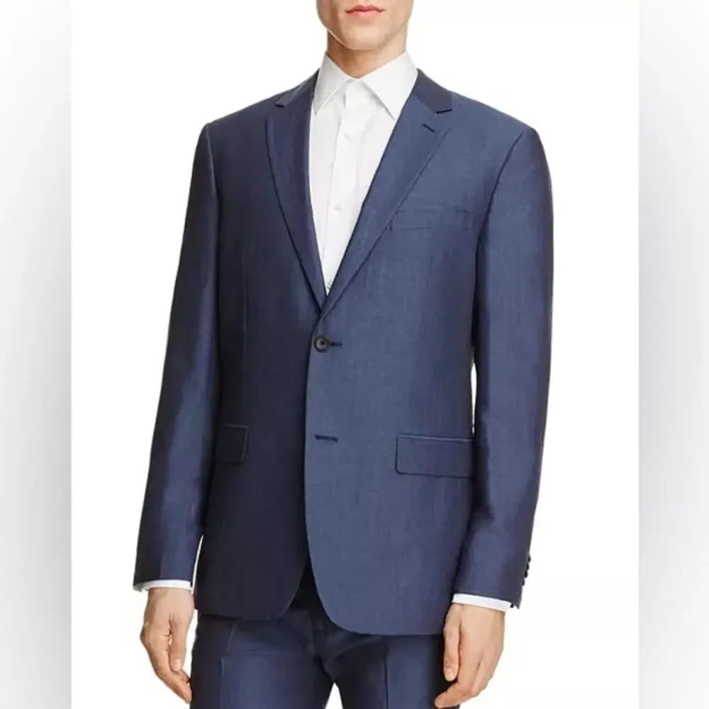 Theory NWT Wellar Washed Blue Tailored Linen Blend Blazer Size 40R